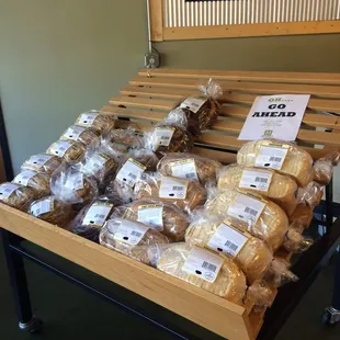 a display of bread