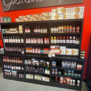 shelves of food and beverages