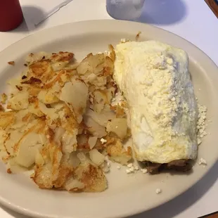 Greek egg white omelette with gyro meat - yummmm