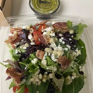 Salad with yummy basil dressing
