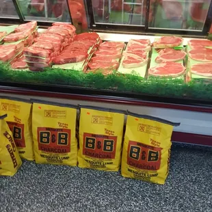 a display of meats
