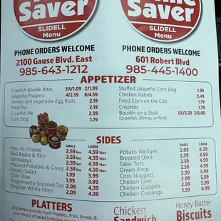 Moody&apos;s Time Saver-Slidell menu