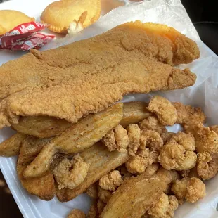 Meat Pie Crawfish Pie Cajun Style Large Seafood Platter Potato Wedges