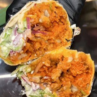 the inside of a burrito