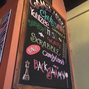 Games list on the wall