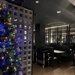Interior is sleek and moody