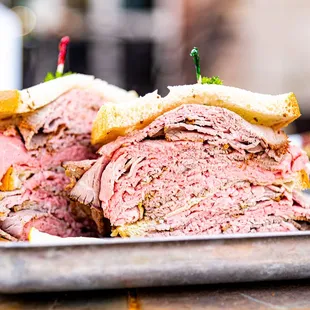 Full-sized corned beef sandwich