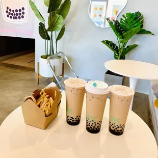 Sour Cream &amp; Onion Fries with Boba Milk Tea