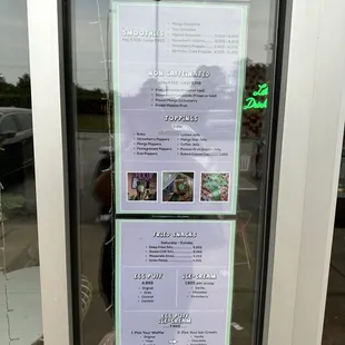 a menu in a window