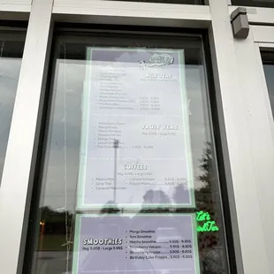 a menu in a window