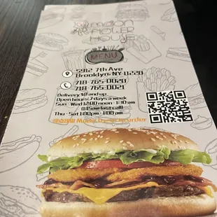 Paper menu with code on it.