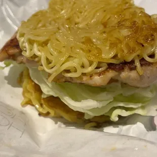 Ramen Burger with Chicken