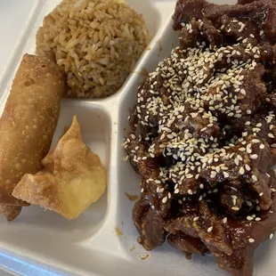 Sesame beef lunch combo