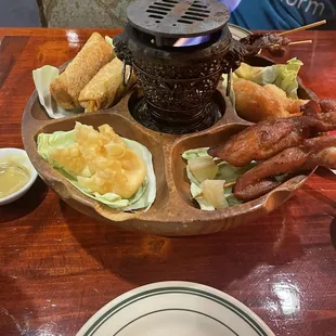 a platter of food on a table