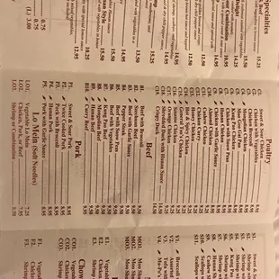 menu