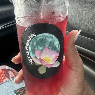 Watermelon Fruit Tea with peach popping boba