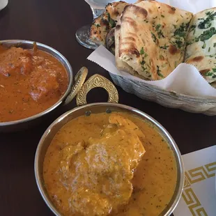 Marsala and butter chicken with garlic naan