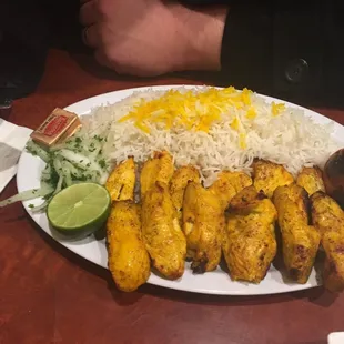 Two portions of chicken! My 300 lb, 6ft 4 husband could not finish.