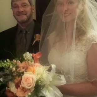 Beautiful  bride the moment before walking down the aisle.