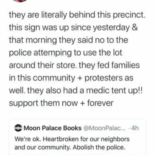 Abolish the police? That sounds pretty hateful coming from a "peaceful" business.