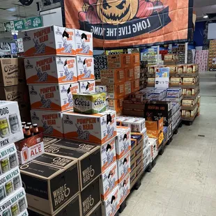 boxes of beer in a store