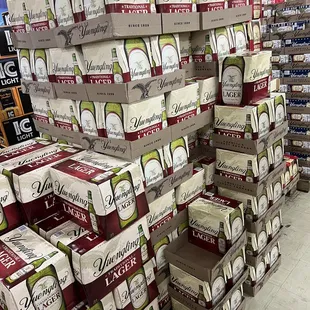 a large stack of boxes