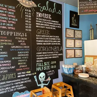 the menu on the wall