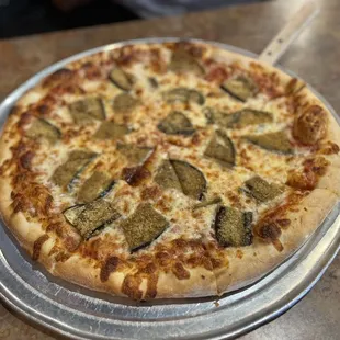 Fried eggplant pizza