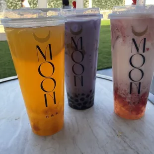 Mango Sunset, Taro &amp; Strawberry Milk Tea