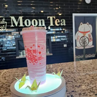 Valentine's Day 2023 cup - Half Moon Strawberry Lulu on display