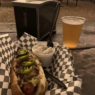 Duck Hot Dog with Potato Salad