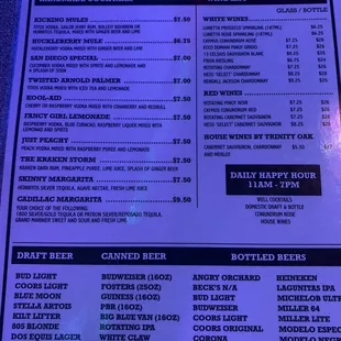 Drink menu