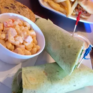 Turkeys spinach wrap and Macaroni salad