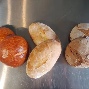 a variety of breads