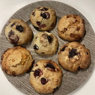 Here&apos;s some of the scones I bought to take home from Moon Water Cafe in Appleton WI.   I guess they make these for large orders too.