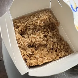 Fried rice is really rice with soy sauce...