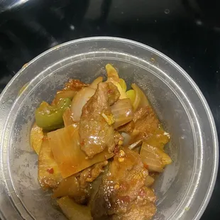 Pepper beef and onion and peppers spicy