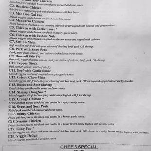 menu