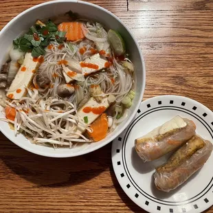 Vegetarian Pho and Vegetarian Spring Roll to go