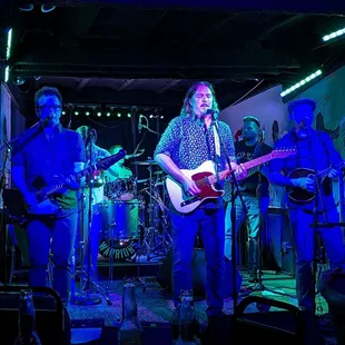 a band playing on stage