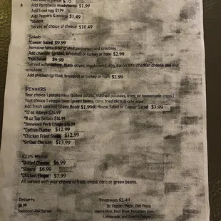 Updated Menu