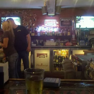 At the bar enjoying some cold beers!