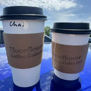 Chai latte, peppermint tea