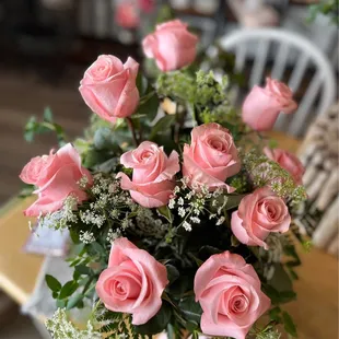 Pink roses by the dozen or half dozen