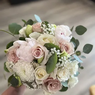 Bridal bouquet in pinks and whites