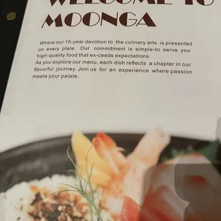 Moonga menu for those that need pics