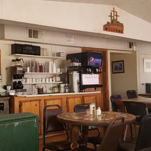 a view of the dining area