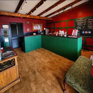 the interior of a cafe