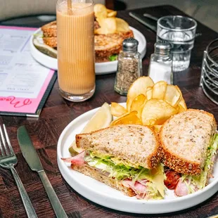 a sandwich and chips