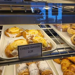 a variety of pastries on display